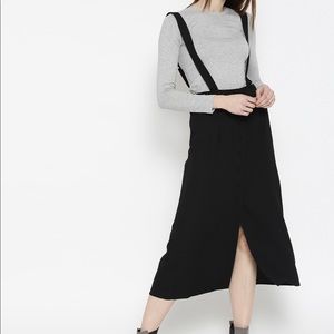 Forever 21 Black Midi Skirt Suspenders Overalls